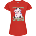 Dairy Is Scary Go Vegan Funny Womens Petite Cut T-Shirt Red