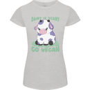 Dairy Is Scary Go Vegan Funny Womens Petite Cut T-Shirt Sports Grey