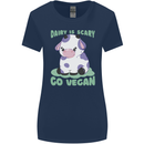 Dairy Is Scary Go Vegan Funny Womens Wider Cut T-Shirt Navy Blue
