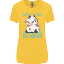 Dairy Is Scary Go Vegan Funny Womens Wider Cut T-Shirt Yellow