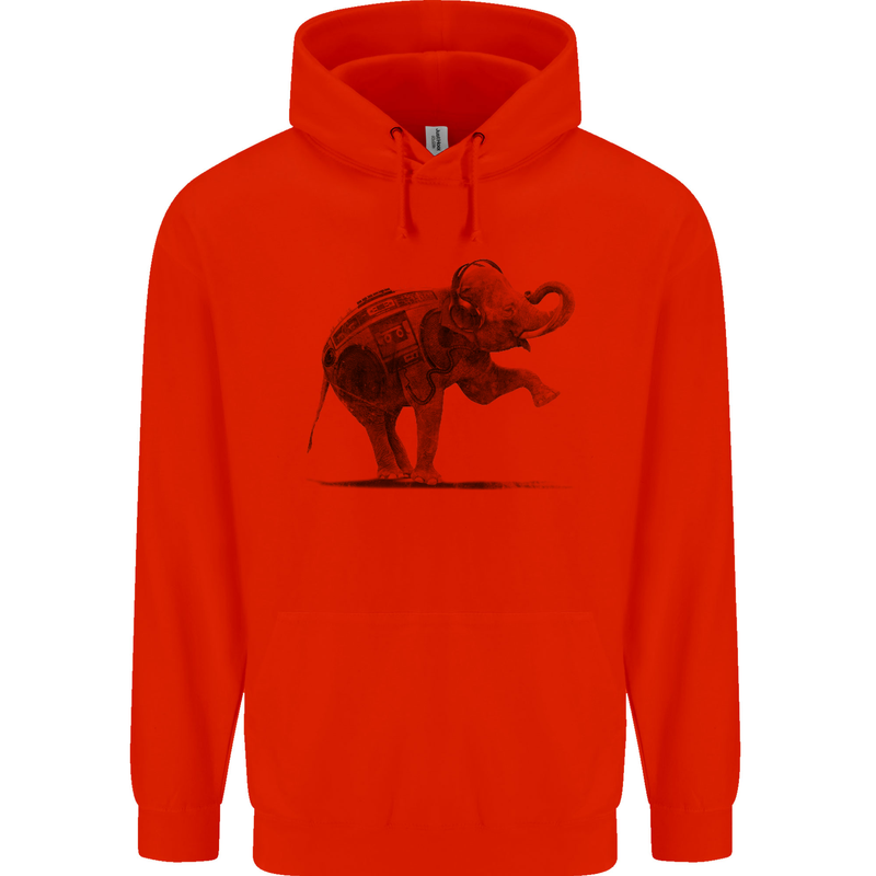 Dancing Musical Elephant Ghetto Blaster Childrens Kids Hoodie Bright Red