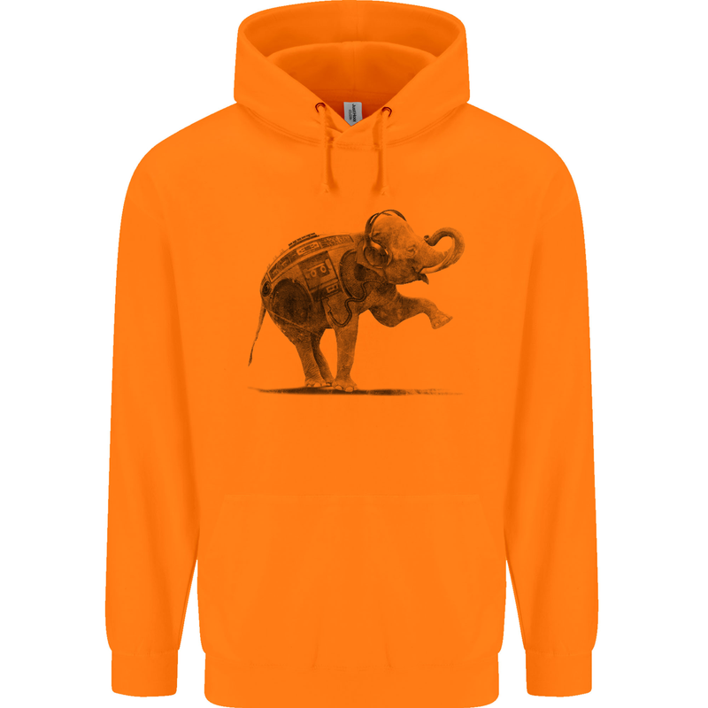 Dancing Musical Elephant Ghetto Blaster Childrens Kids Hoodie Orange