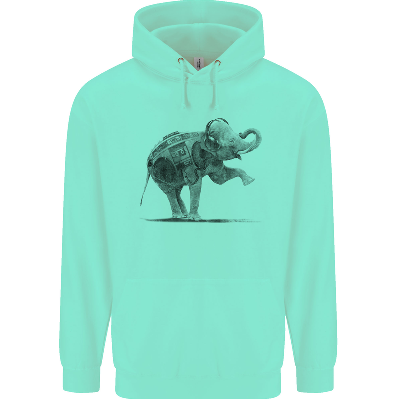 Dancing Musical Elephant Ghetto Blaster Childrens Kids Hoodie Peppermint