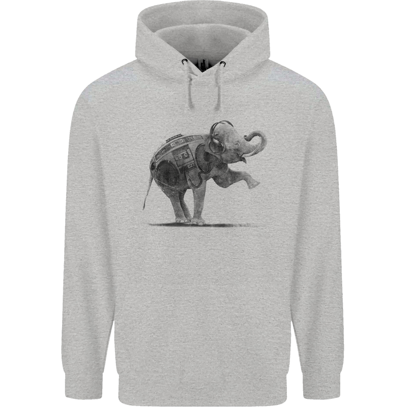 Dancing Musical Elephant Ghetto Blaster Childrens Kids Hoodie Sports Grey