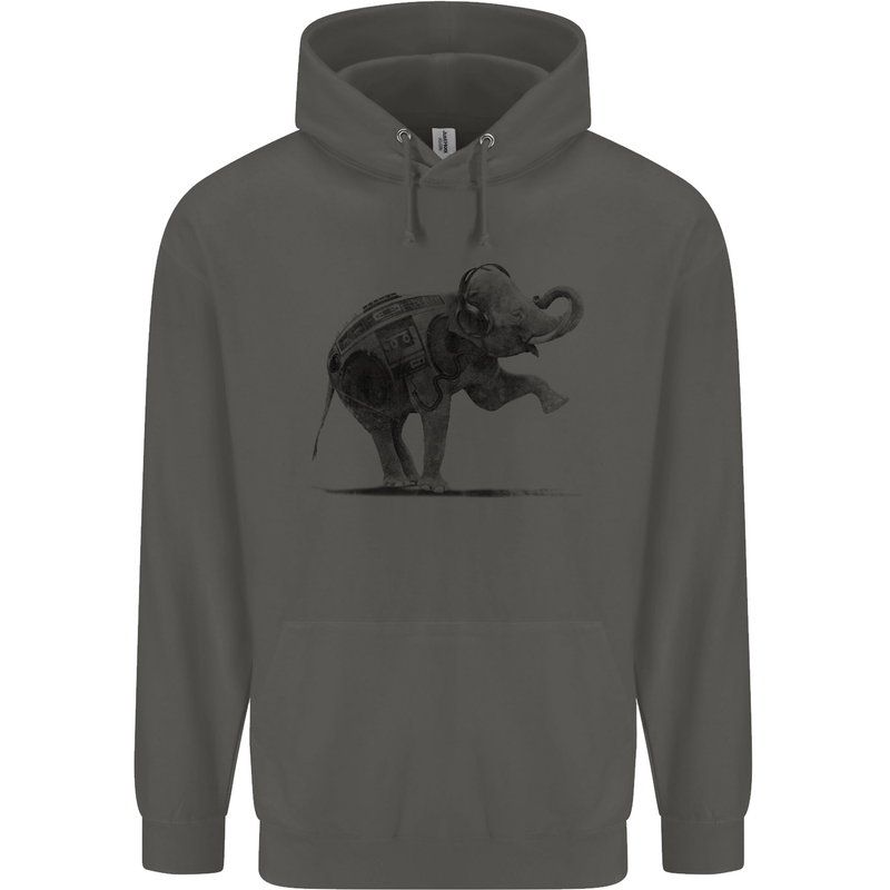 Dancing Musical Elephant Ghetto Blaster Childrens Kids Hoodie Storm Grey