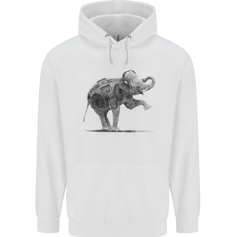 Dancing Musical Elephant Ghetto Blaster Childrens Kids Hoodie White