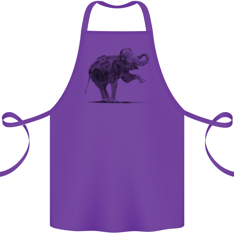 Dancing Musical Elephant Ghetto Blaster Cotton Apron 100% Organic Purple