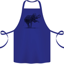 Dancing Musical Elephant Ghetto Blaster Cotton Apron 100% Organic Royal Blue