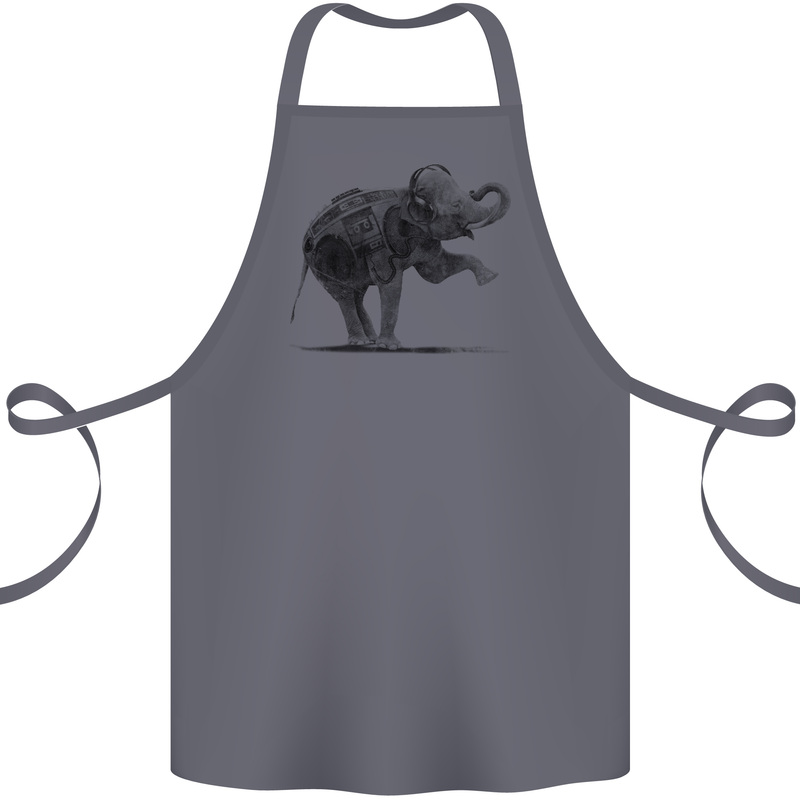 Dancing Musical Elephant Ghetto Blaster Cotton Apron 100% Organic Steel