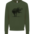 Dancing Musical Elephant Ghetto Blaster Kids Sweatshirt Jumper Forest Green