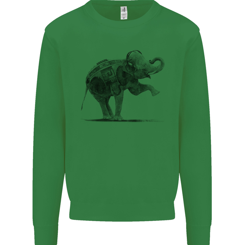 Dancing Musical Elephant Ghetto Blaster Kids Sweatshirt Jumper Irish Green