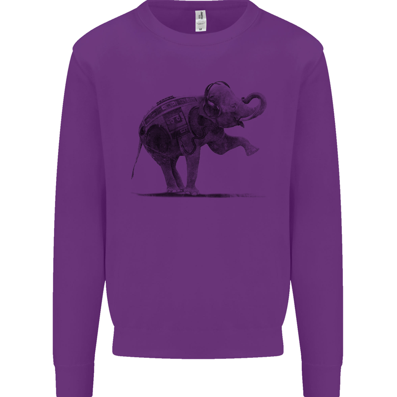 Dancing Musical Elephant Ghetto Blaster Kids Sweatshirt Jumper Purple