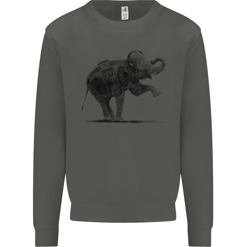 Dancing Musical Elephant Ghetto Blaster Kids Sweatshirt Jumper Storm Grey