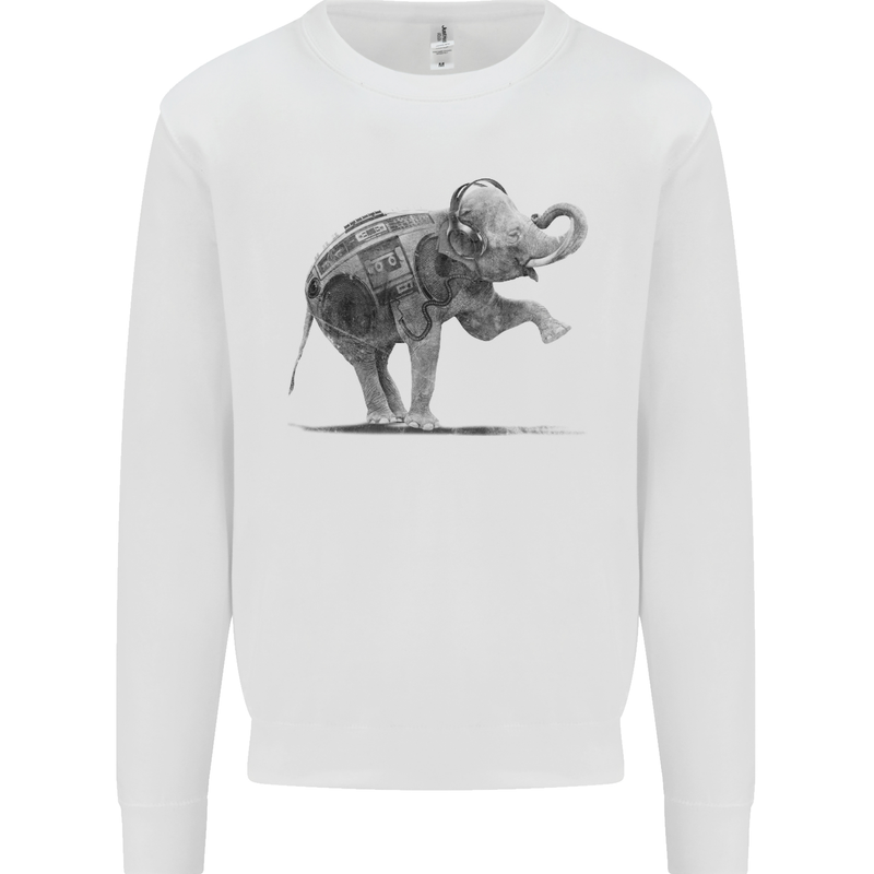 Dancing Musical Elephant Ghetto Blaster Kids Sweatshirt Jumper White