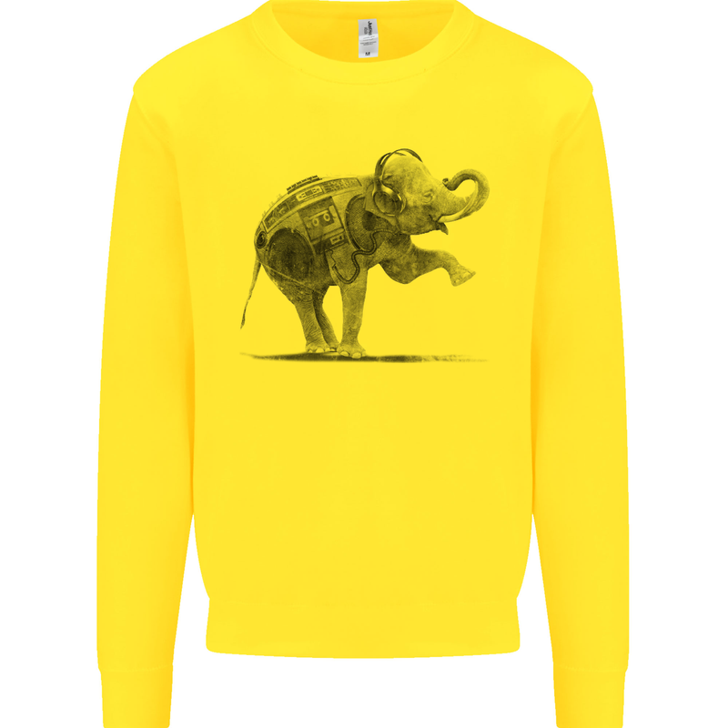 Dancing Musical Elephant Ghetto Blaster Kids Sweatshirt Jumper Yellow