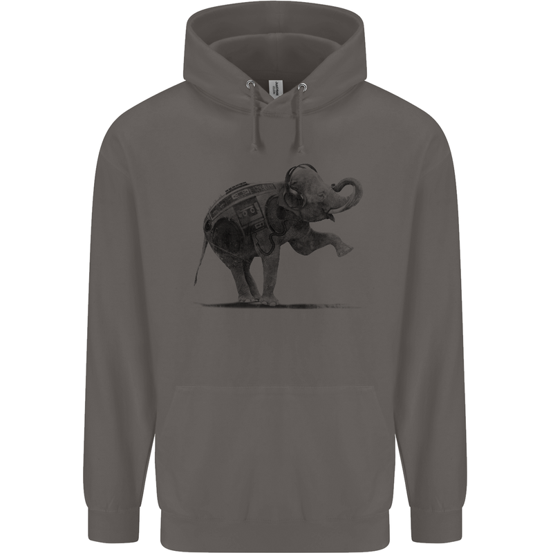 Dancing Musical Elephant Ghetto Blaster Mens 80% Cotton Hoodie Charcoal