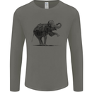 Dancing Musical Elephant Ghetto Blaster Mens Long Sleeve T-Shirt Charcoal