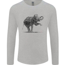 Dancing Musical Elephant Ghetto Blaster Mens Long Sleeve T-Shirt Sports Grey