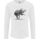 Dancing Musical Elephant Ghetto Blaster Mens Long Sleeve T-Shirt White
