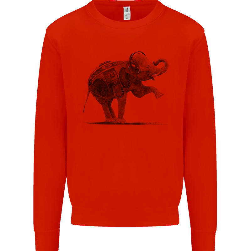 Dancing Musical Elephant Ghetto Blaster Mens Sweatshirt Jumper Bright Red