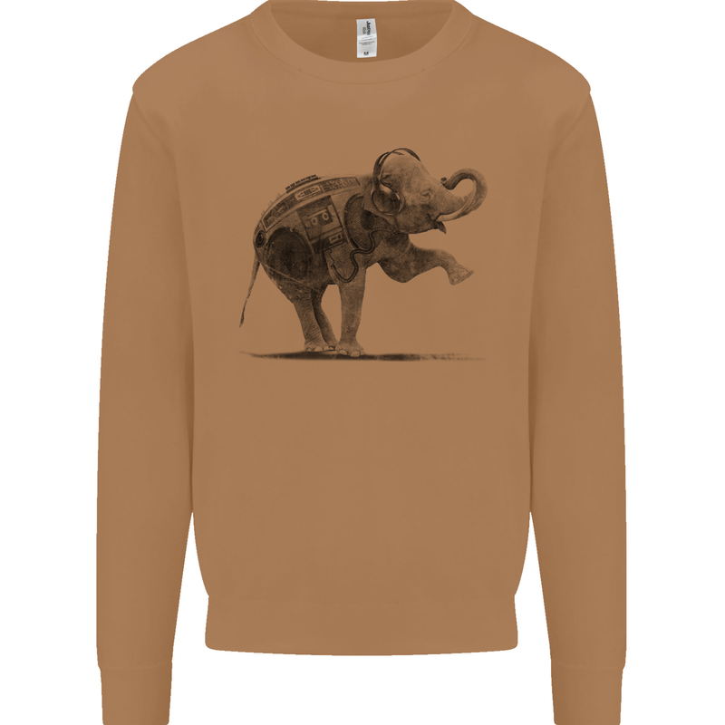 Dancing Musical Elephant Ghetto Blaster Mens Sweatshirt Jumper Caramel Latte