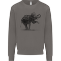 Dancing Musical Elephant Ghetto Blaster Mens Sweatshirt Jumper Charcoal