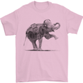 Dancing Musical Elephant Ghetto Blaster Mens T-Shirt Cotton Gildan Light Pink