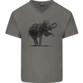 Dancing Musical Elephant Ghetto Blaster Mens V-Neck Cotton T-Shirt Charcoal