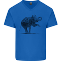 Dancing Musical Elephant Ghetto Blaster Mens V-Neck Cotton T-Shirt Royal Blue