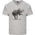 Dancing Musical Elephant Ghetto Blaster Mens V-Neck Cotton T-Shirt Sports Grey