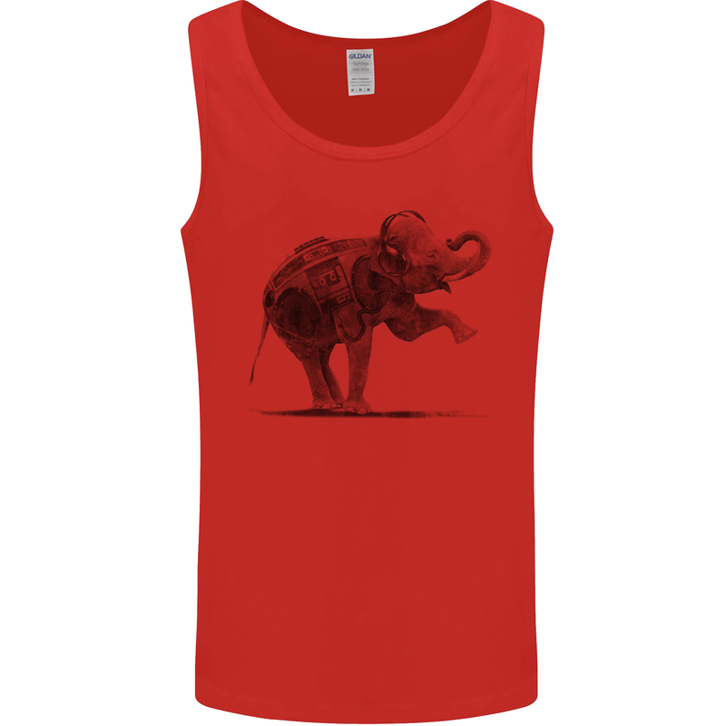 Dancing Musical Elephant Ghetto Blaster Mens Vest Tank Top Red