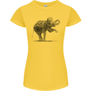 Dancing Musical Elephant Ghetto Blaster Womens Petite Cut T-Shirt Yellow