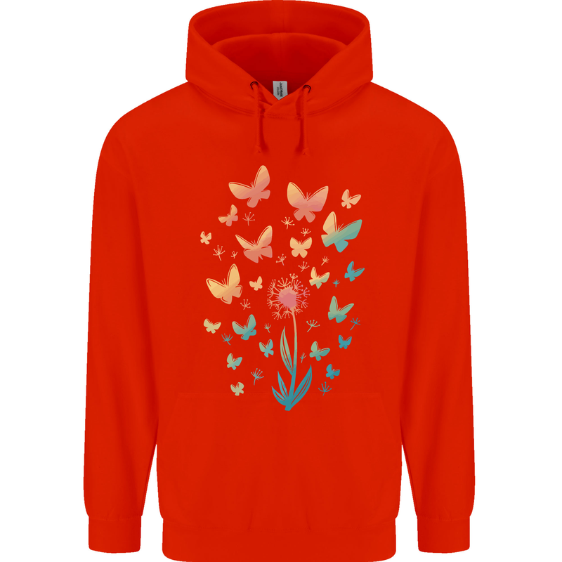 Dandelion Butterfly Plant Gardening Childrens Kids Hoodie Bright Red