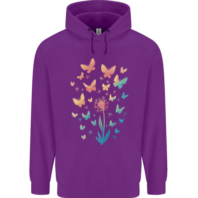 Dandelion Butterfly Plant Gardening Childrens Kids Hoodie Purple