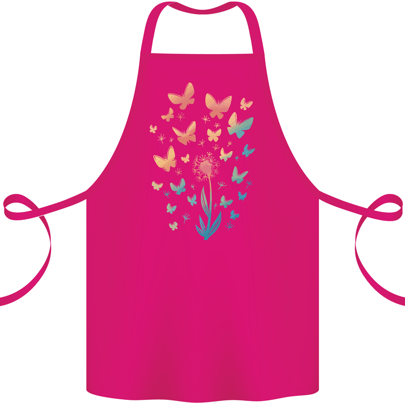 Dandelion Butterfly Plant Gardening Cotton Apron 100% Organic Pink