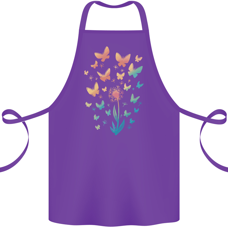 Dandelion Butterfly Plant Gardening Cotton Apron 100% Organic Purple