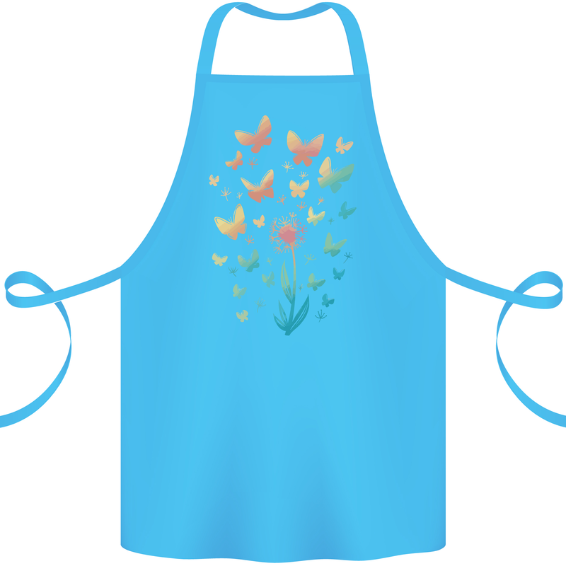 Dandelion Butterfly Plant Gardening Cotton Apron 100% Organic Turquoise