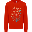Dandelion Butterfly Plant Gardening Kids Sweatshirt Jumper Bright Red