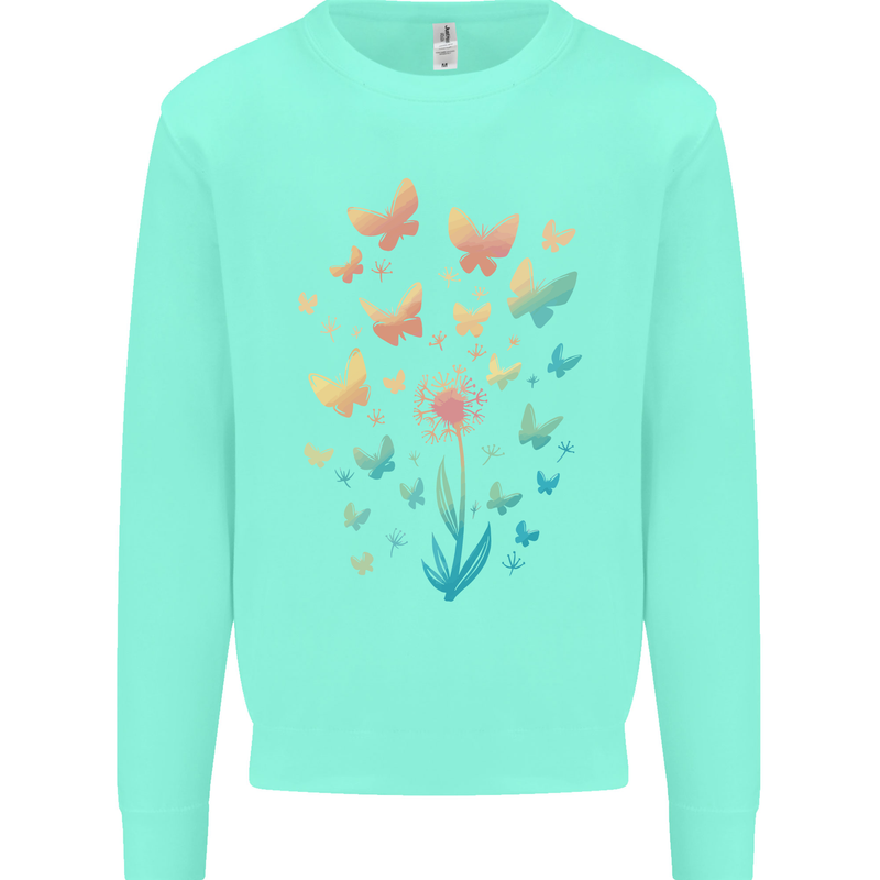 Dandelion Butterfly Plant Gardening Kids Sweatshirt Jumper Peppermint