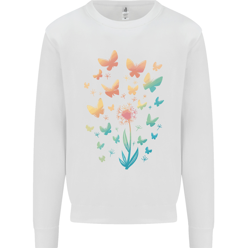 Dandelion Butterfly Plant Gardening Kids Sweatshirt Jumper White