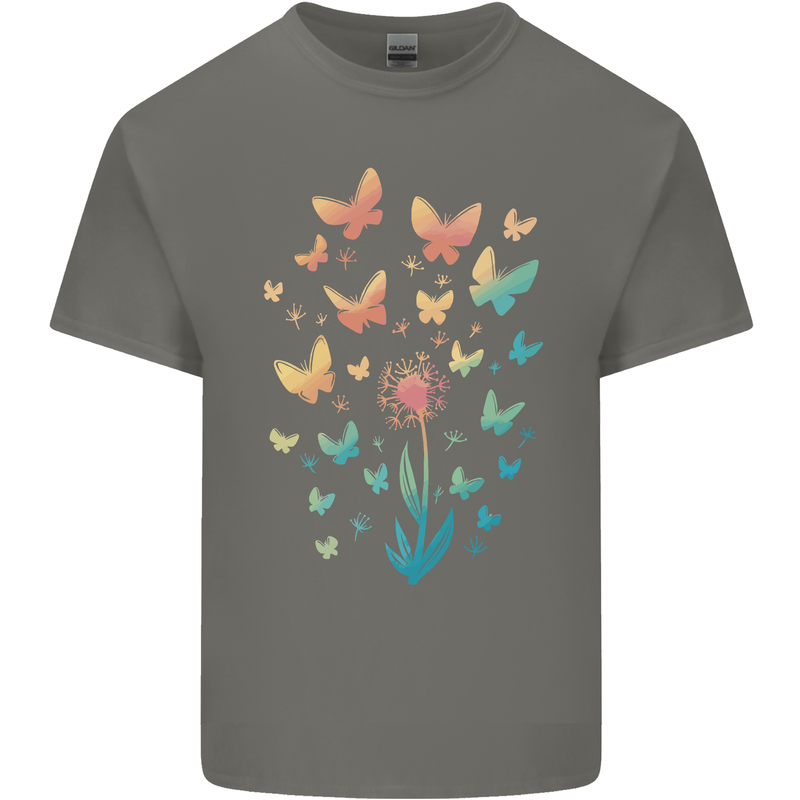 Dandelion Butterfly Plant Gardening Kids T-Shirt Childrens Charcoal