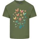 Dandelion Butterfly Plant Gardening Mens Cotton T-Shirt Tee Top Military Green