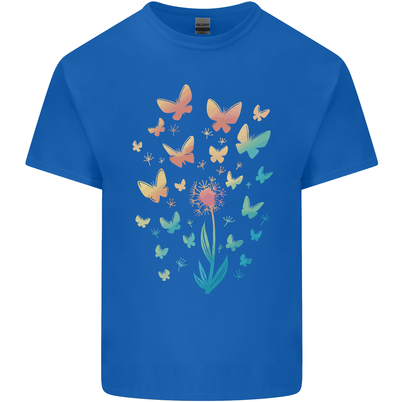 Dandelion Butterfly Plant Gardening Mens Cotton T-Shirt Tee Top Royal Blue