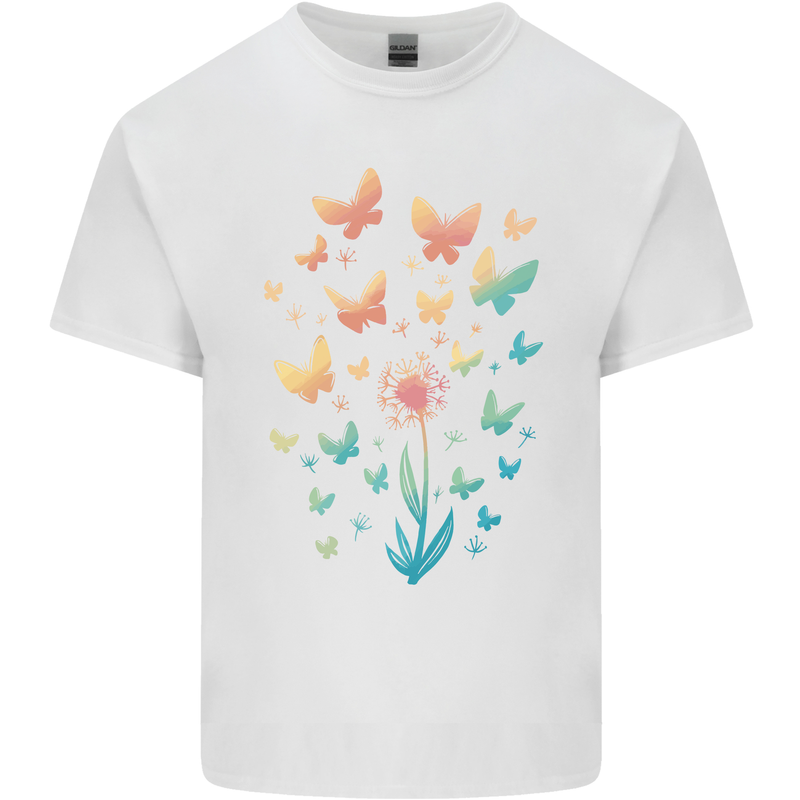 Dandelion Butterfly Plant Gardening Mens Cotton T-Shirt Tee Top White