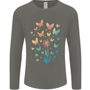 Dandelion Butterfly Plant Gardening Mens Long Sleeve T-Shirt Charcoal