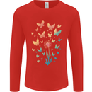 Dandelion Butterfly Plant Gardening Mens Long Sleeve T-Shirt Red
