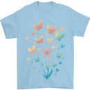 Dandelion Butterfly Plant Gardening Mens T-Shirt 100% Cotton Light Blue