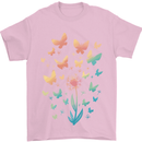 Dandelion Butterfly Plant Gardening Mens T-Shirt 100% Cotton Light Pink