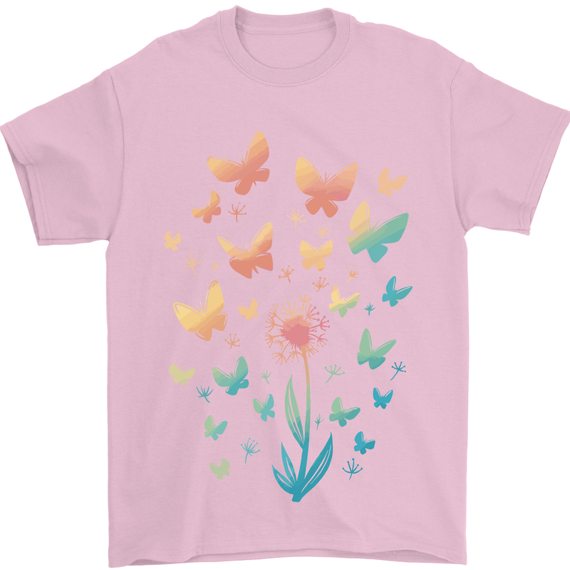 Dandelion Butterfly Plant Gardening Mens T-Shirt 100% Cotton Light Pink