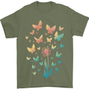 Dandelion Butterfly Plant Gardening Mens T-Shirt 100% Cotton Military Green